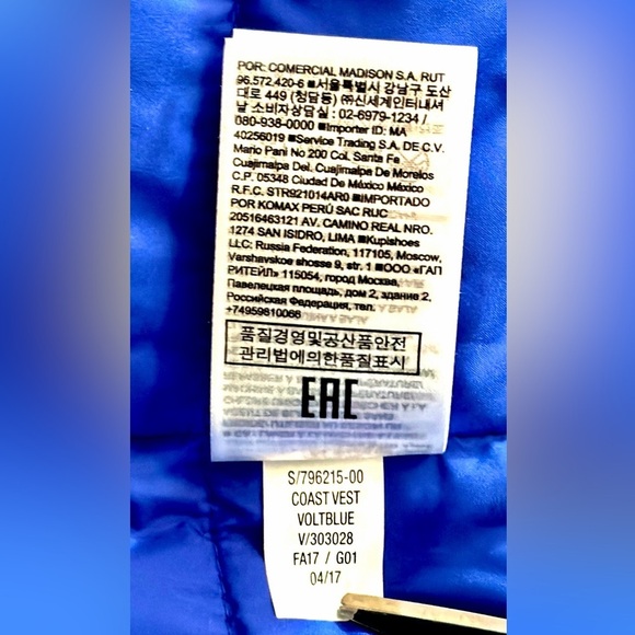 Banana Republic Lightweight Puffer Vest in Volt Blue Men’s Size Small - Picture 7 of 9